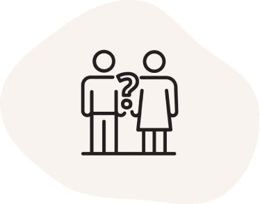 אייקון של זוג עם סימן שאלה ביניהם