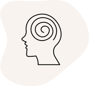 אייקון של ראש עם ספירלה באזור המוח המדמה תחושת דיכאון וחרדה